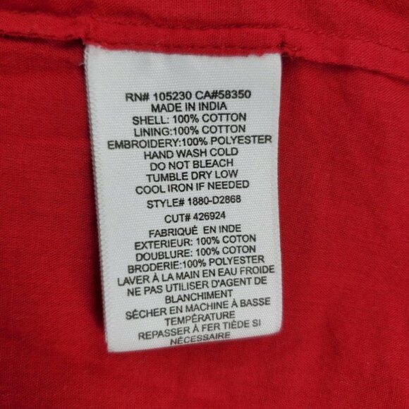 Joie Red Picard Embroidered Sleeveless Split Neck Dress Size S 🌸 - Picture 5 of 13